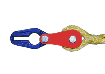Eingespleißte Seilrolle mit Gleitbügel für Kettenstärke 8 mm an Texteel®- bzw. Dyneema®-DynaOne®-Forstwindenseil